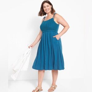 Lane Bryant Crochet Front Tie Shoulder Blue Dress, size 20